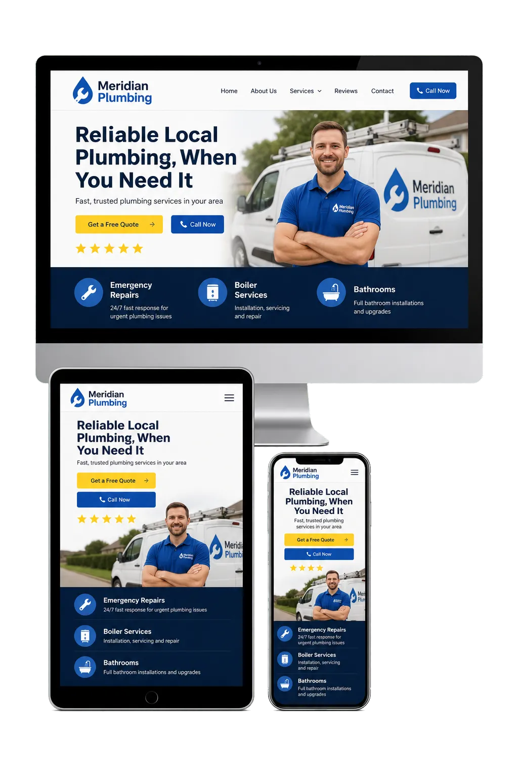 Trade business website showcase on mobile and desktop