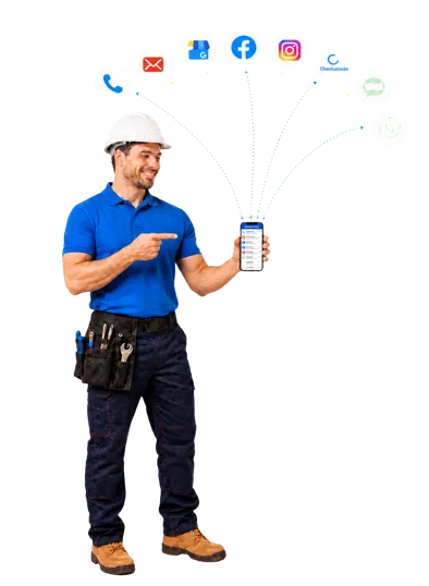 Smart Business Systems app on a phone in a trade context
