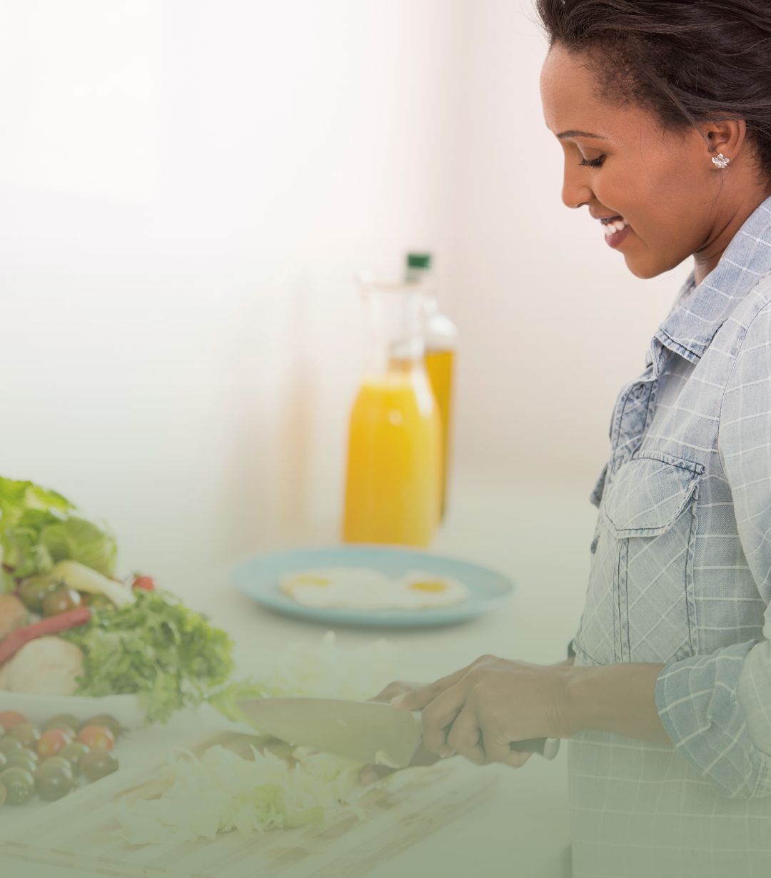 woman chopping food