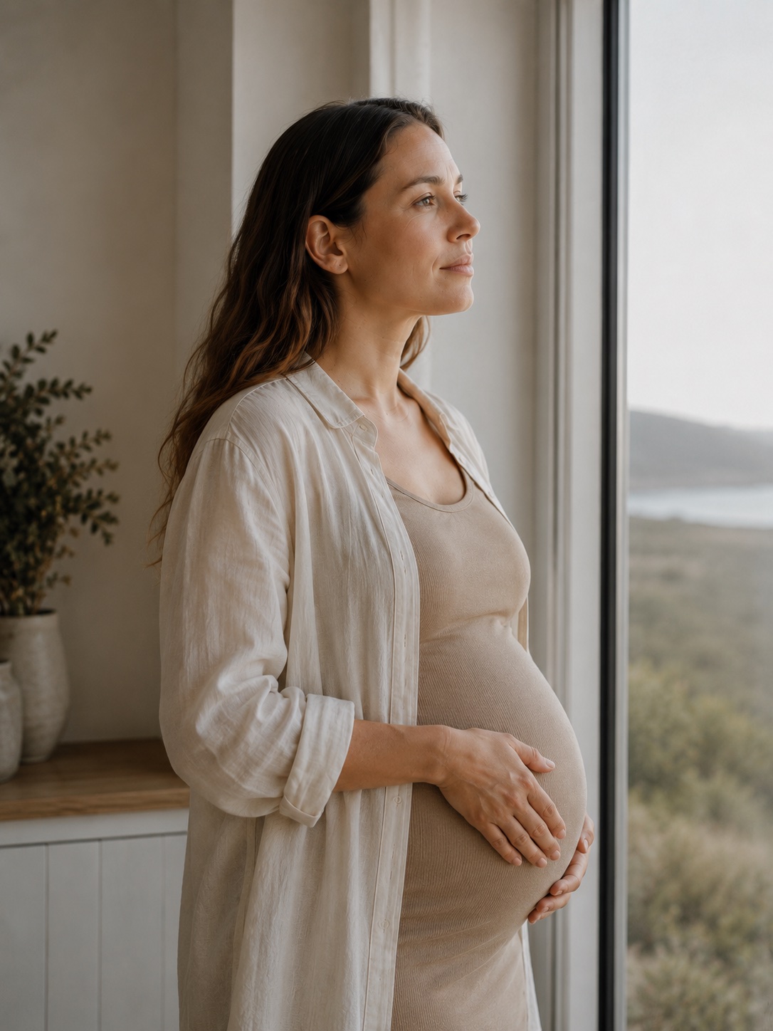 Woman meditating on couch with headphones on