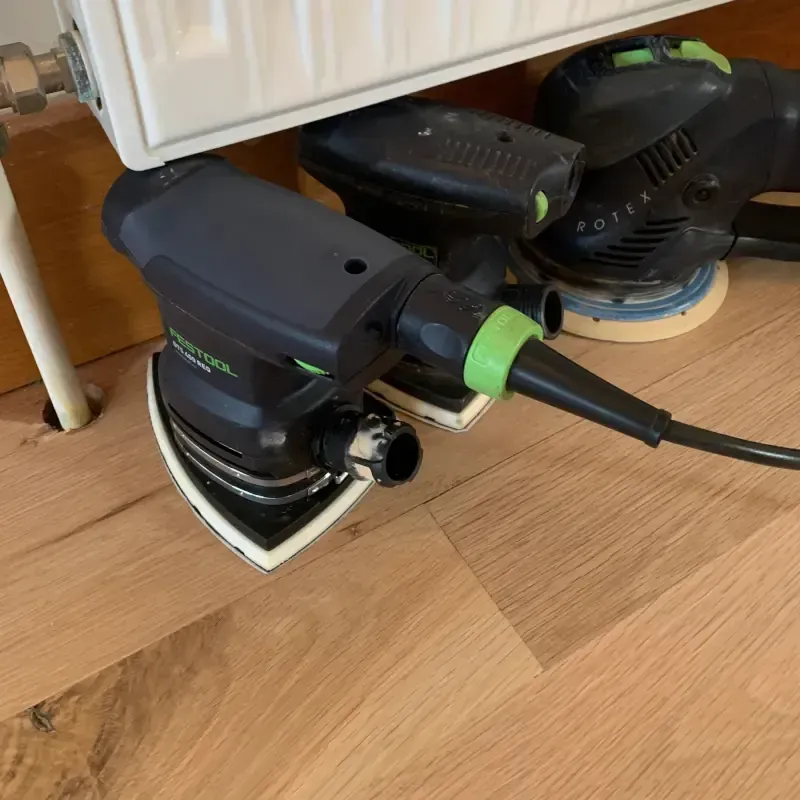 Professional edge sanding equipment used by Cornwall Floorcare