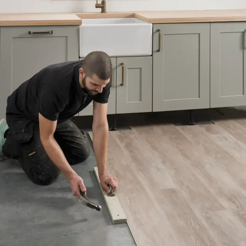 Professional flooring installation in kitchen by Cornwall Floorcare