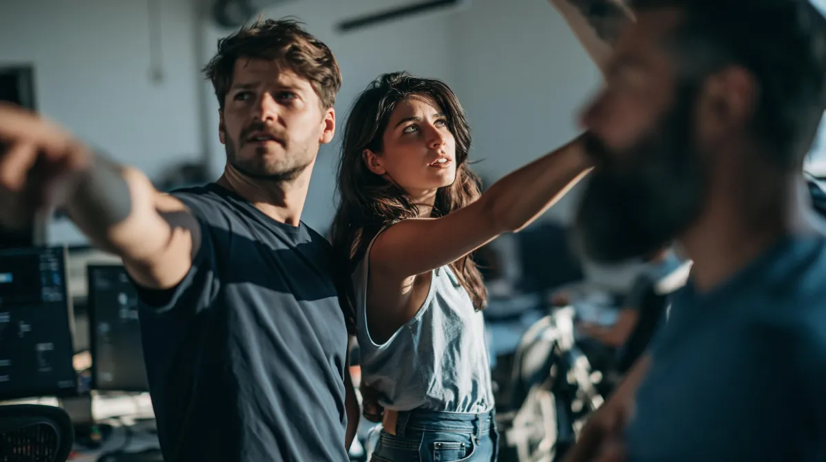 Man and Woman working together on a film set