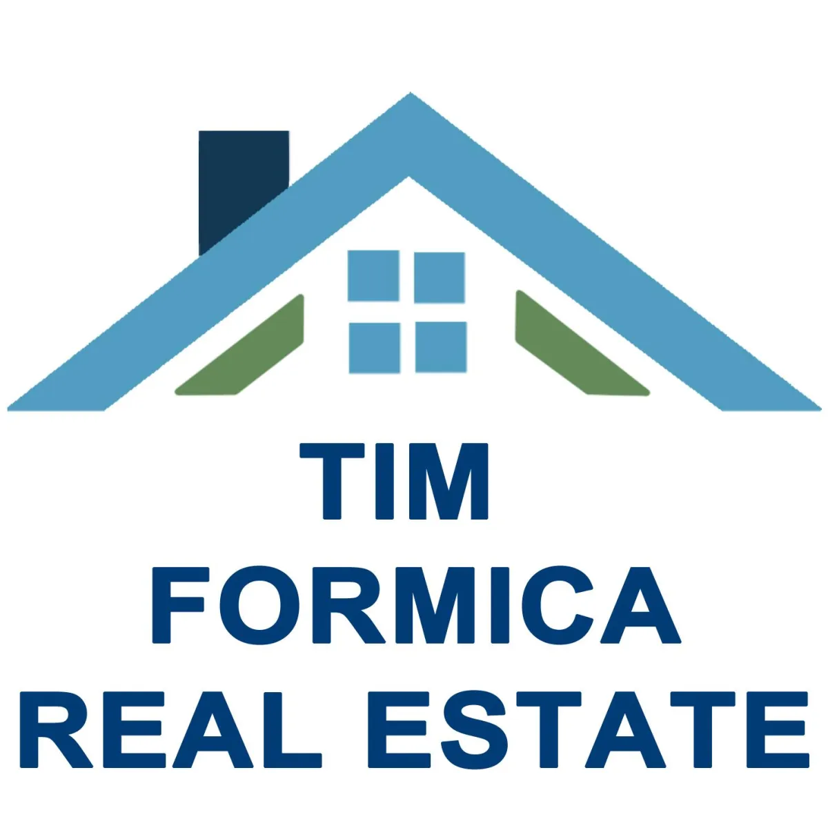 Logo featuring the letters 'TTF' in bold dark blue beneath a stylized house design. The house has a light blue roof with a chimney, green accents representing windowsills, and a central window with four blue panes.