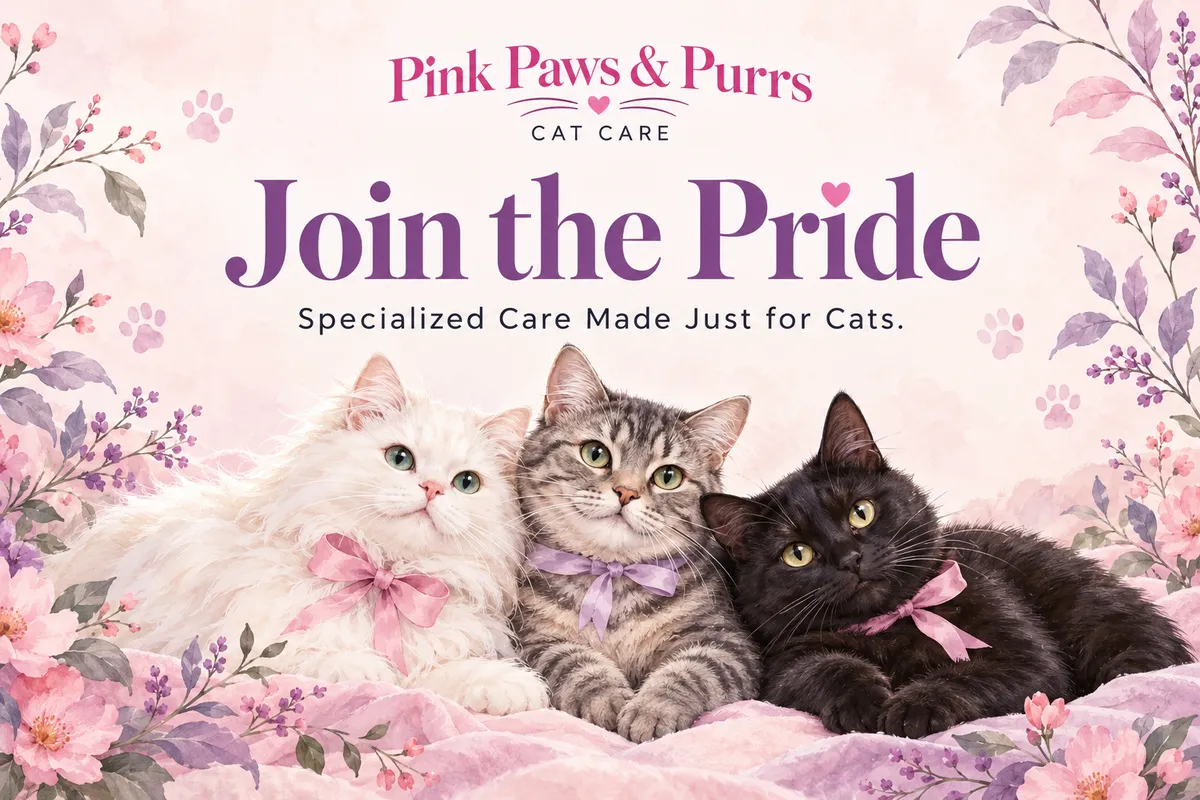 Pink Paws & Purrs Cat Care logo
