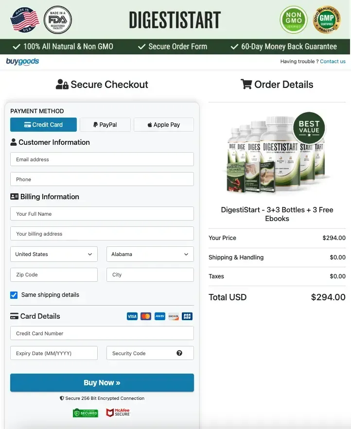 DigestiStart order page