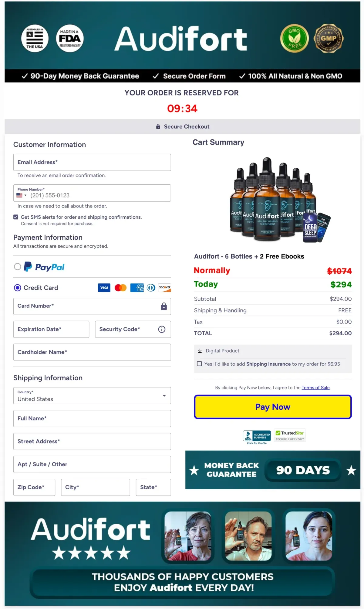 Audifort order page