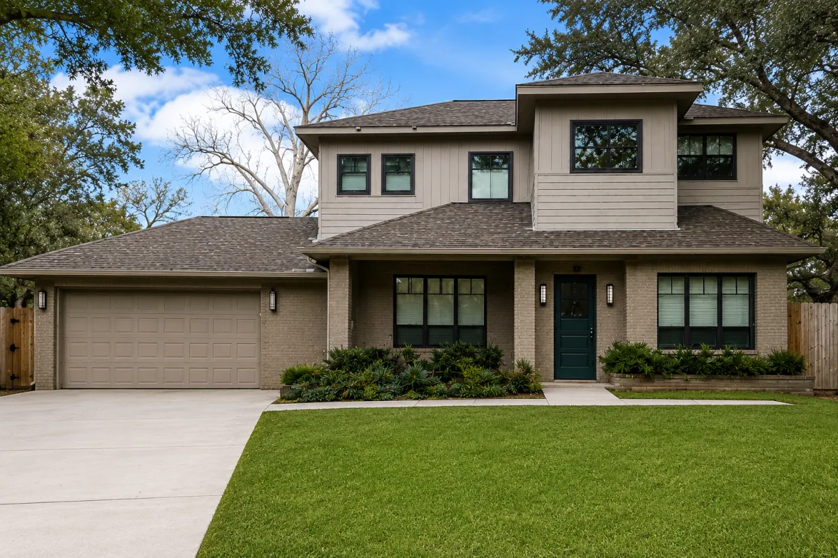 Two-story home addition with a finished exterior