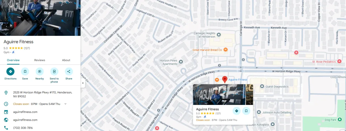 Henderson Gym Location, Henderson Personal Training Studio, Map, Directions Gym