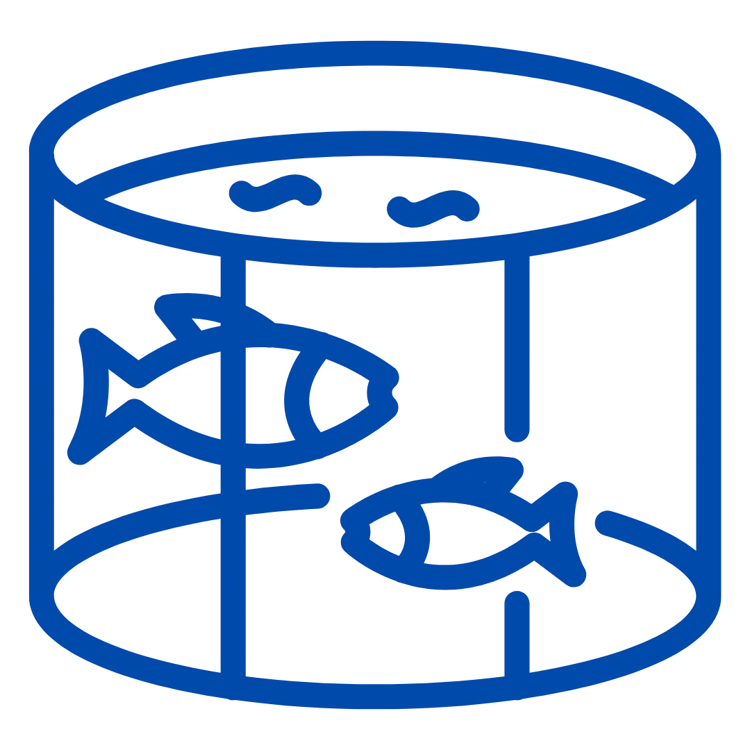 icono de unos peces en agua limpia representando la acuicultura con ozono