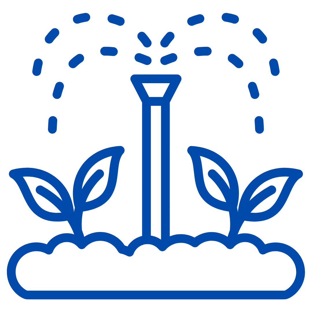 icono de un cultivo verde siento tratado con riego ozonizado