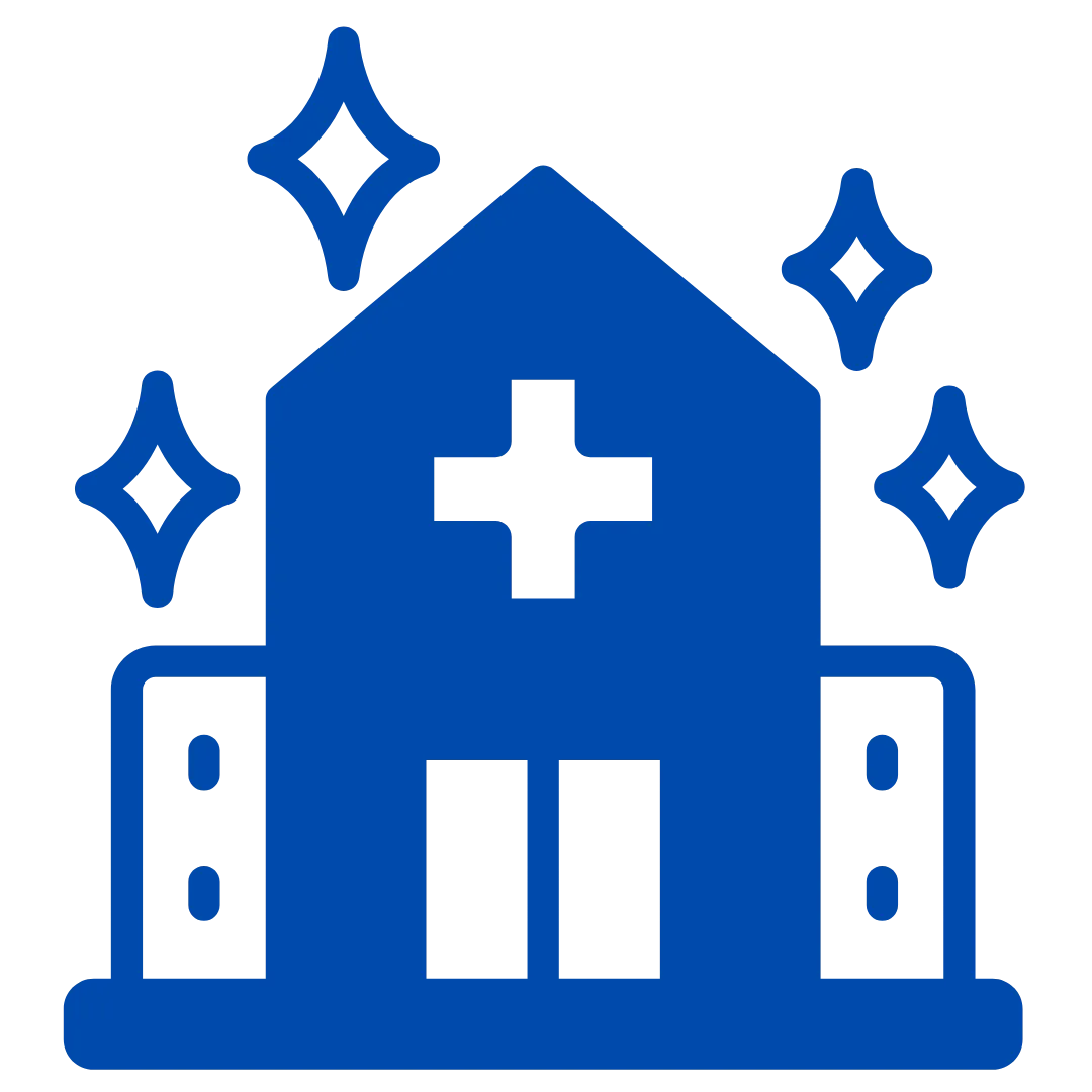 Icono de un hotel o un hospital limpio y seguro