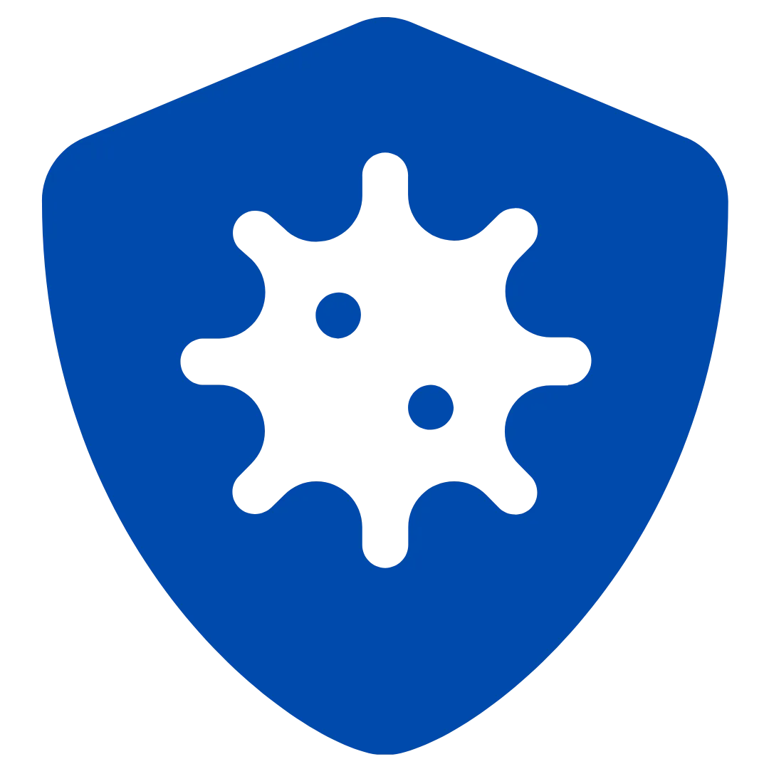 Icono de un escudo protegiendo un espacio de virus y bacterias