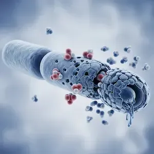 ozono destruyendo una bacteria de bacilo