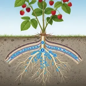 raíces de planta siendo oxigenada por el ozono