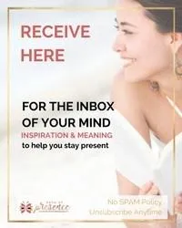A promotional image inviting subscriptions for inspirational content, with a focus on mindfulness.