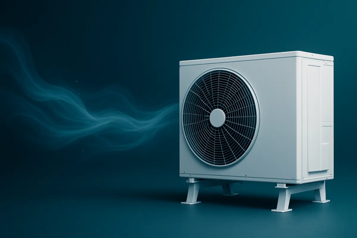 wind turbines in a green field under a cloudy sky