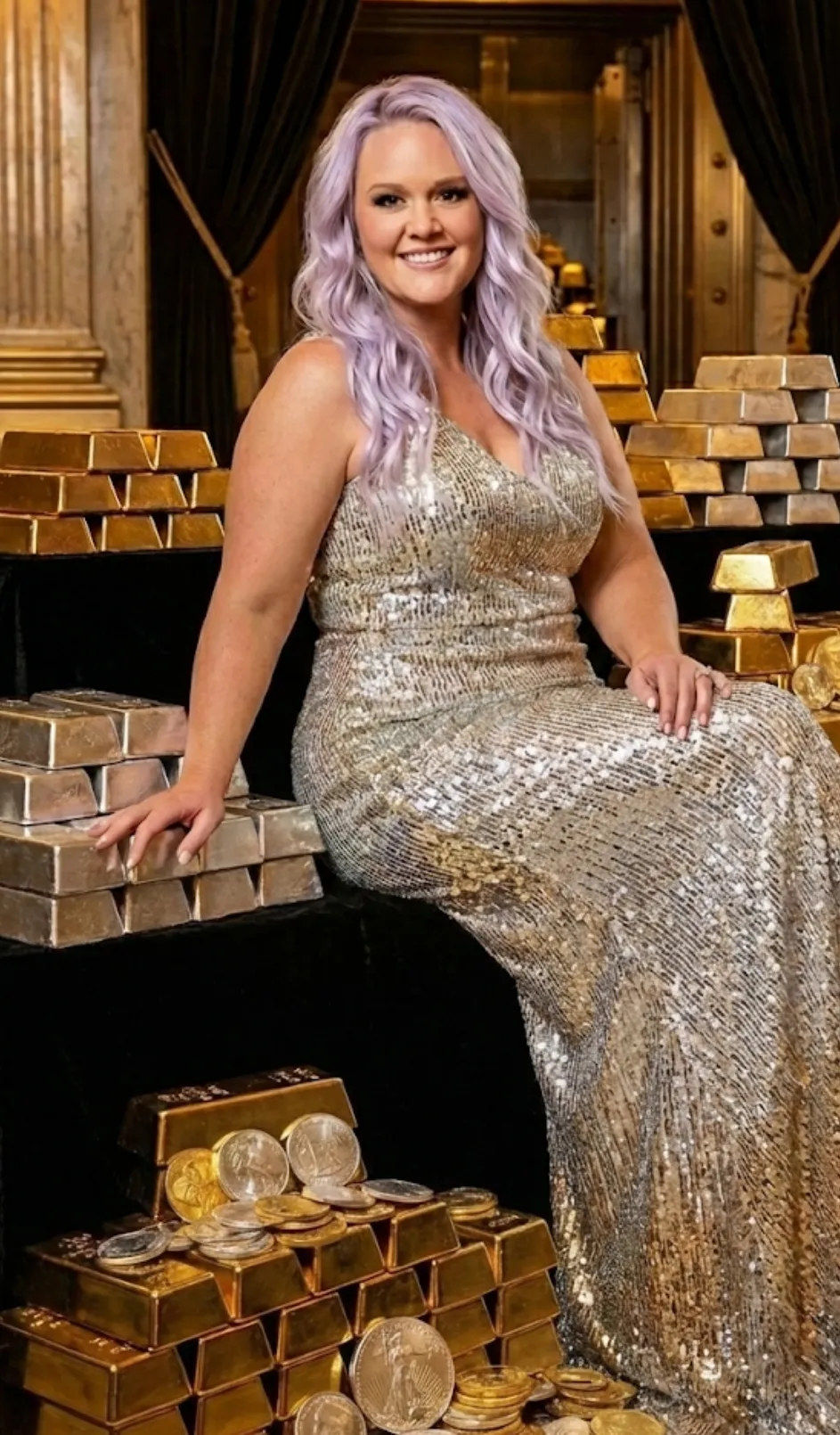 Bubbly Blonde Media founder in studio with camera and lights