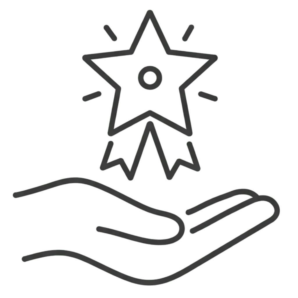 Personalised property buyers service - Modernhand with a shining star minimalist outline icon - 