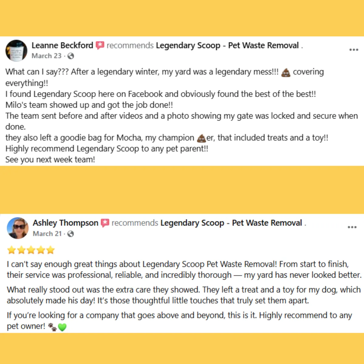 dog poop removal client review newmarket