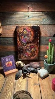 Custom wooden wall hanging with detailed geometric patterns