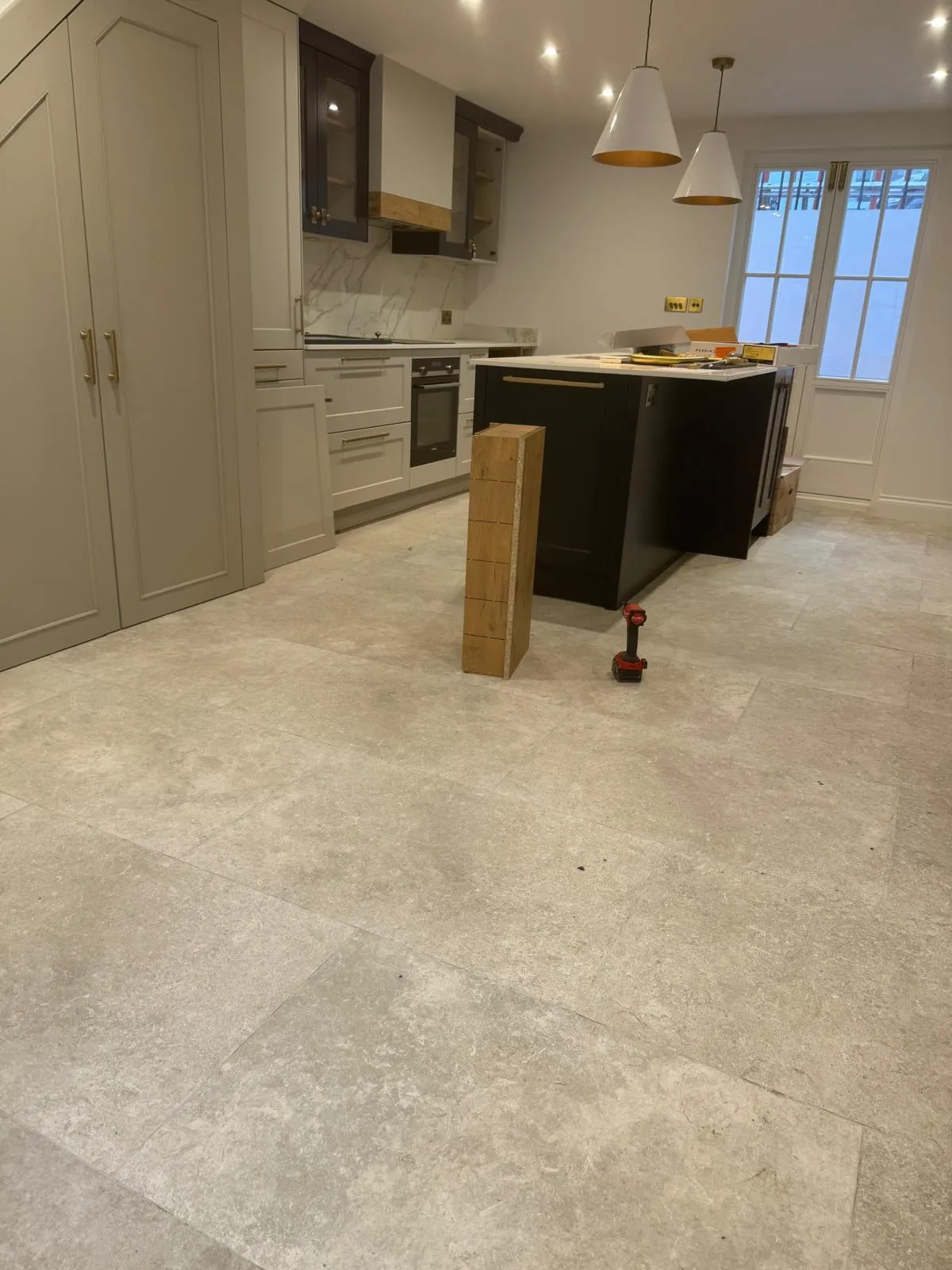 Pair of modern red brick semi-detached new build houses in residential London neighbourhood