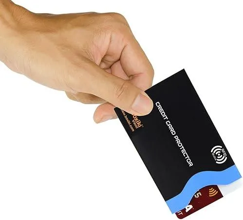 Boxiki Travel RFID Blocking Sleeves, Set with Color Coding | Identity Theft Prevention RFID Blocking Envelopes Set of 12 Credit Card Sleeves (Navy Blue)