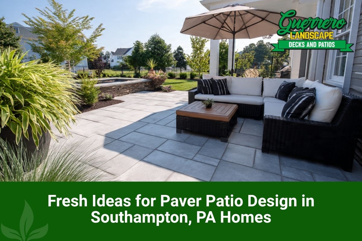 paver patio design in Southampton, PA with clean layout and modern outdoor seating