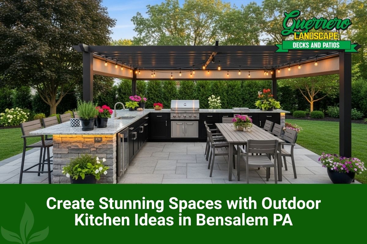 Modern outdoor kitchen ideas in Bensalem PA with dining and grill area