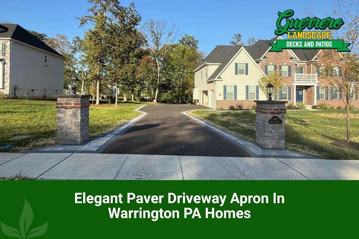 paver driveway apron in Warrington PA with a clean home entry