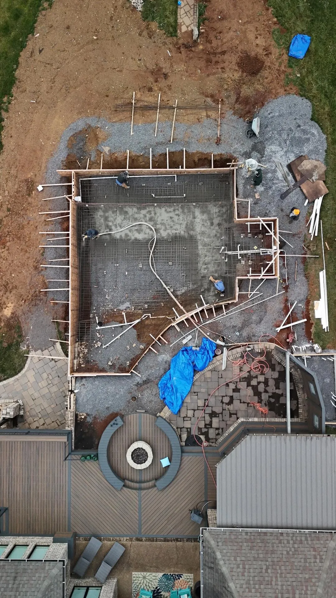 drone view custom swimming pool build in Knoxville tn