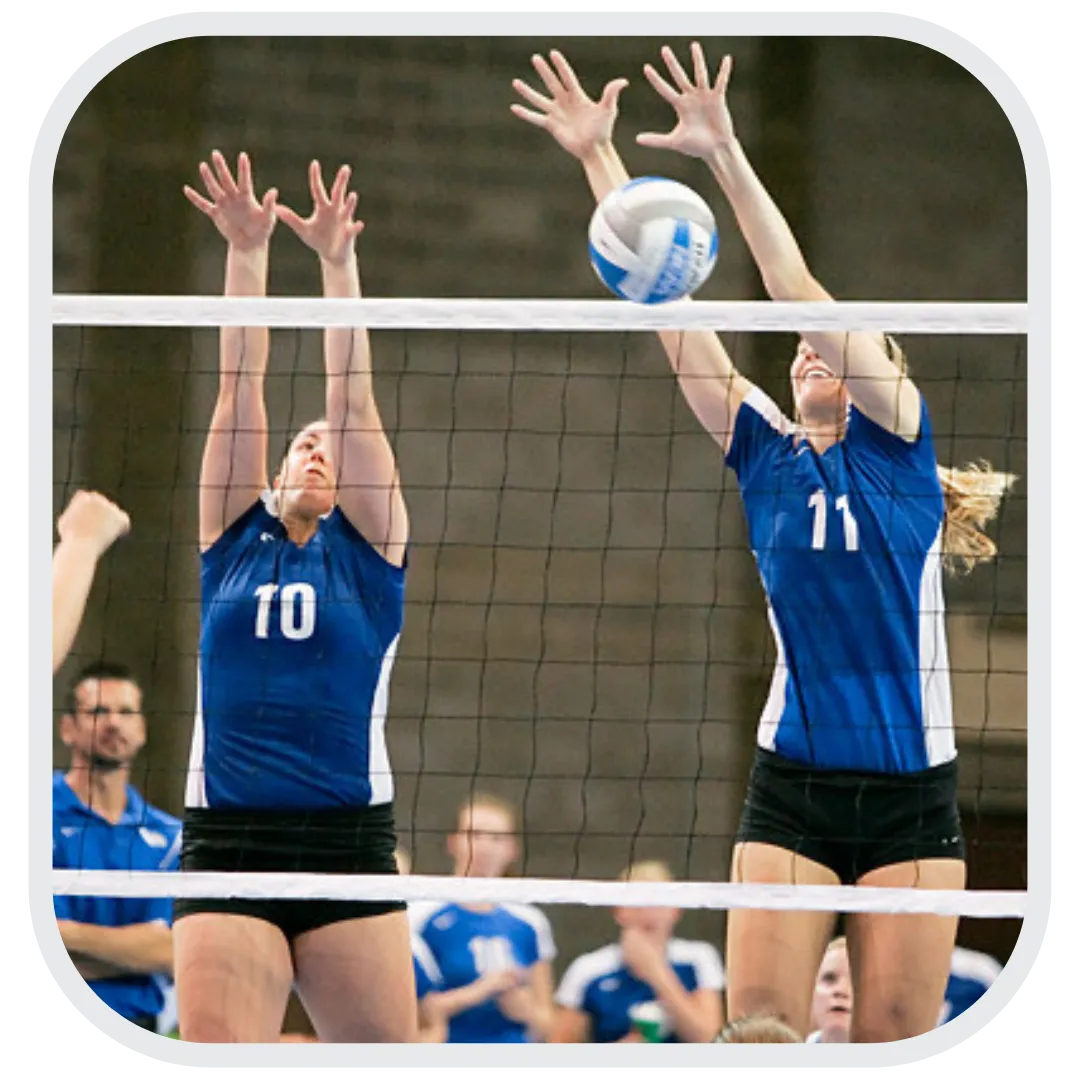 Kristin Bignell, Registered Physical Therapist blocking a volleyball