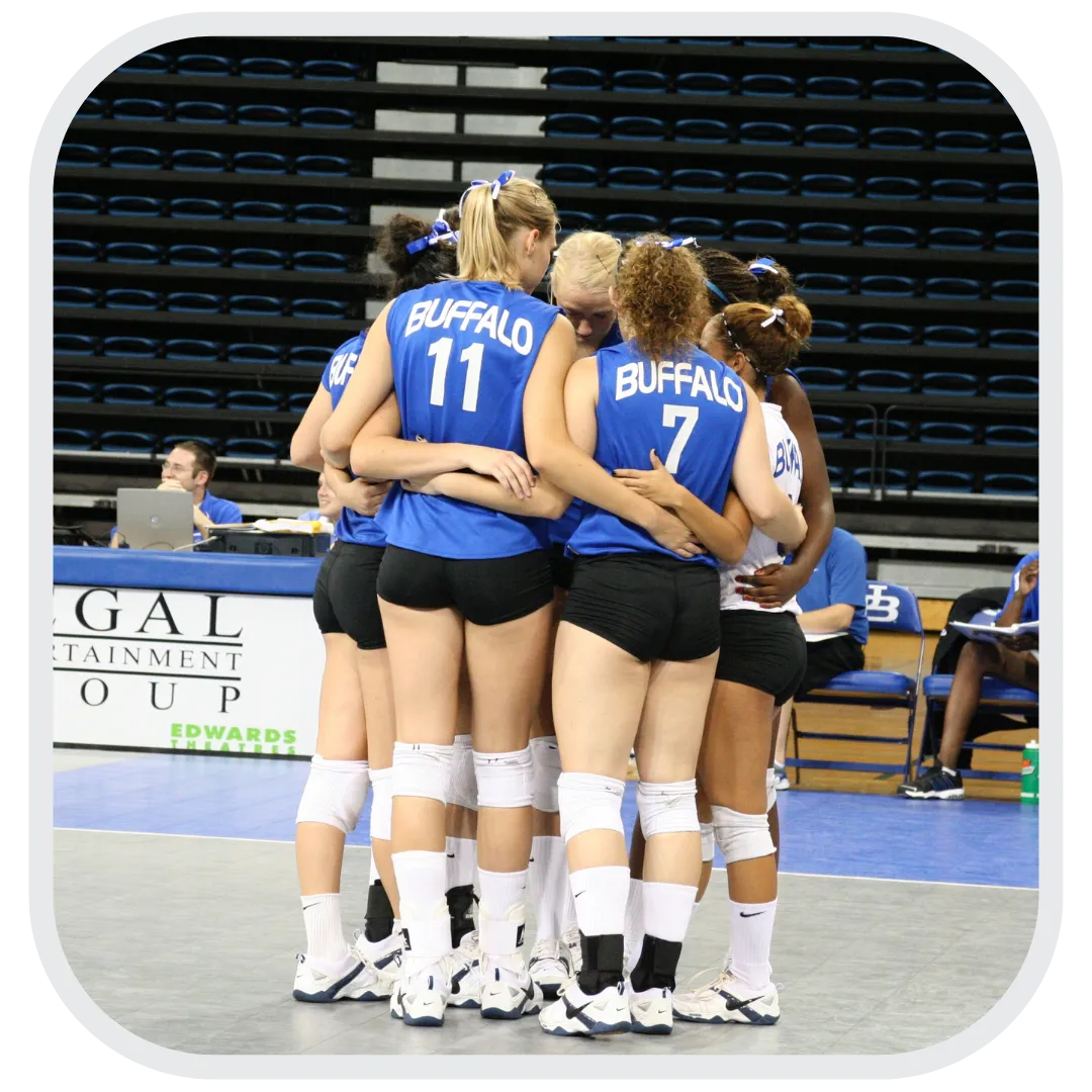 Kristin Bignell, Registered Physical Therapist in a volleyball huddle