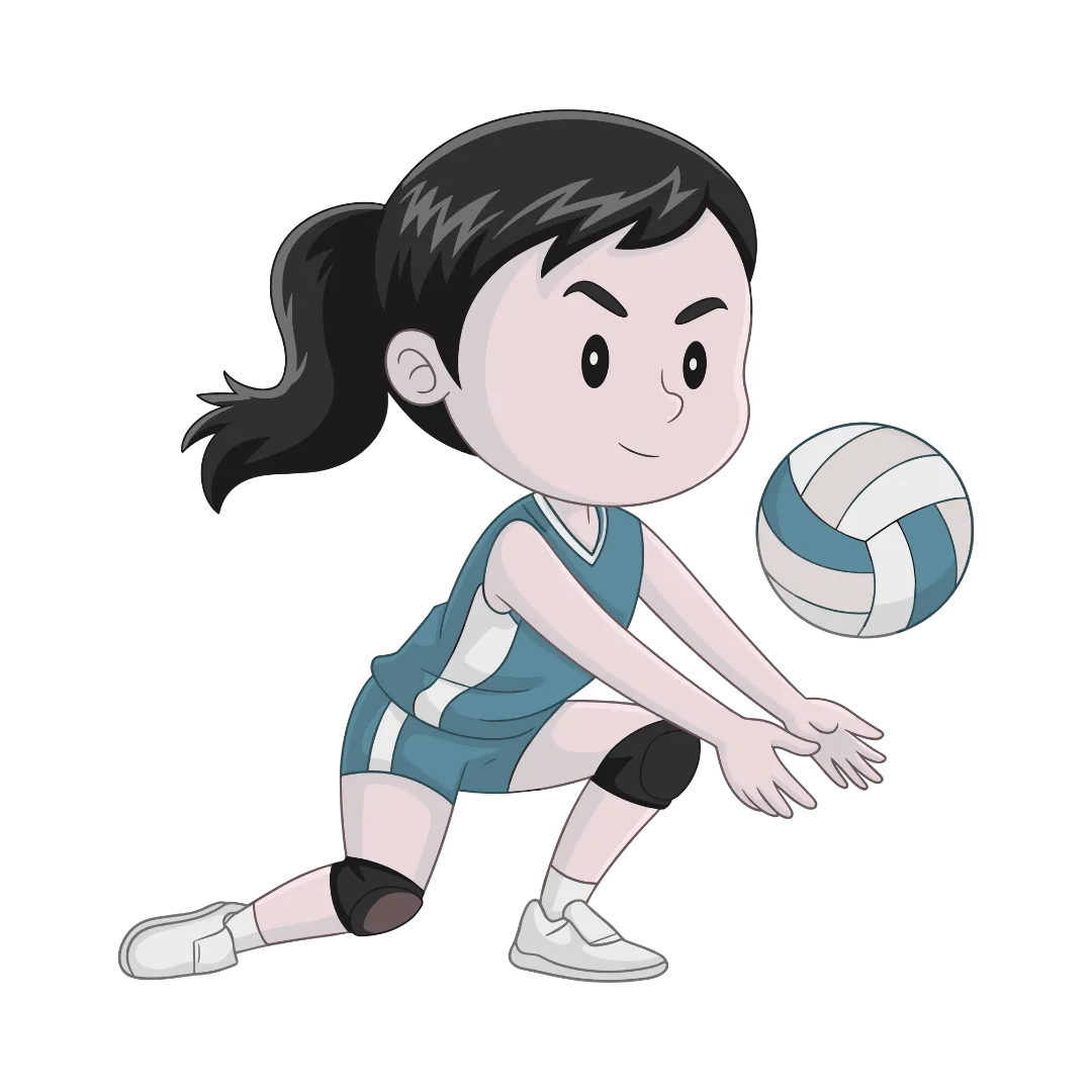 Girl spiking volleyball