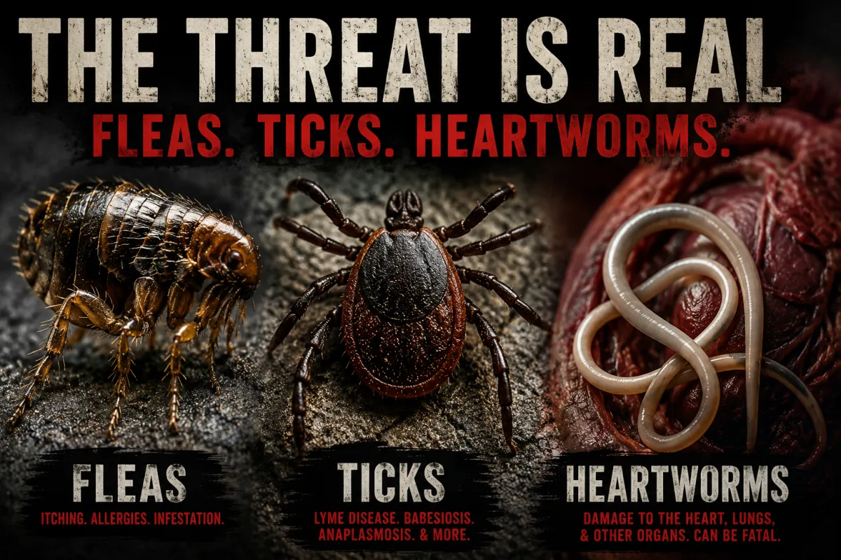 The threat is real, Fleas, Ticks, and Heartworms