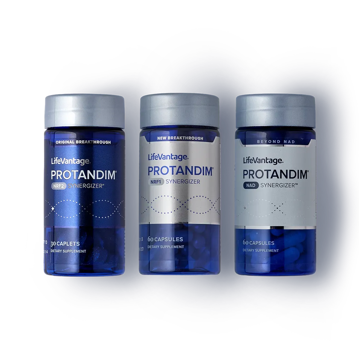 Protandim Trisynergizer combination including NRF2, NRF1, and NAD supplements for comprehensive cellular activation