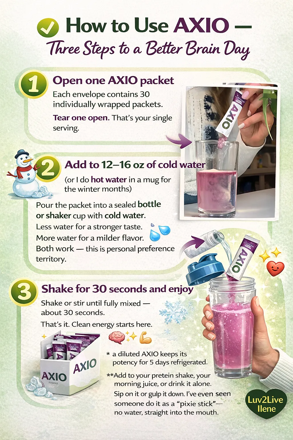 How to use AXIO, AXIO, mix Axio, luv2ive ilene