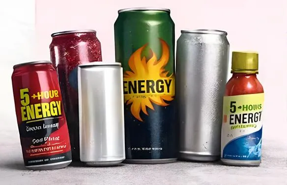Conventional energy drinks with high sugar and artificial ingredients