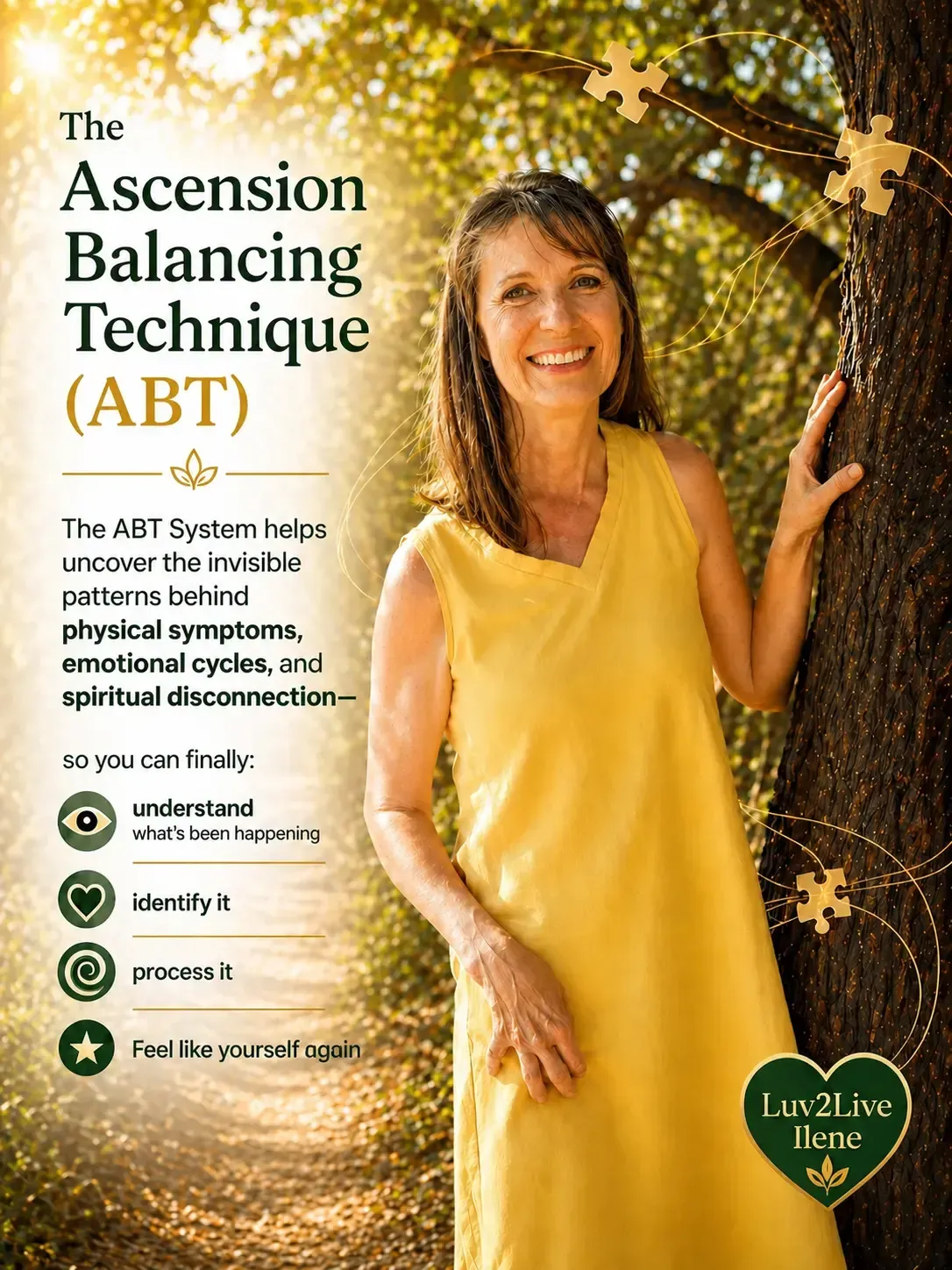 Ascension Balancing Technique ABT image representing root cause healing, emotional patterns, and feeling like yourself again in a calm outdoor setting