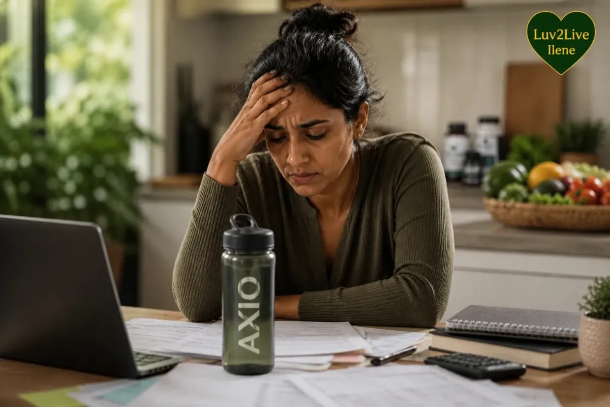 woman feeling overwhelmed and stuck with fatigue and brain fog at home