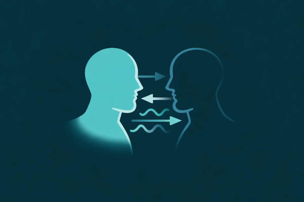 AI generated image showing two people in conversation.