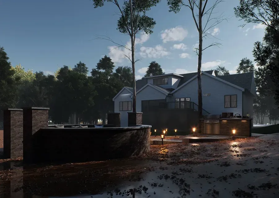 3D landscape design rendering for Raleigh Durham area outdoor project