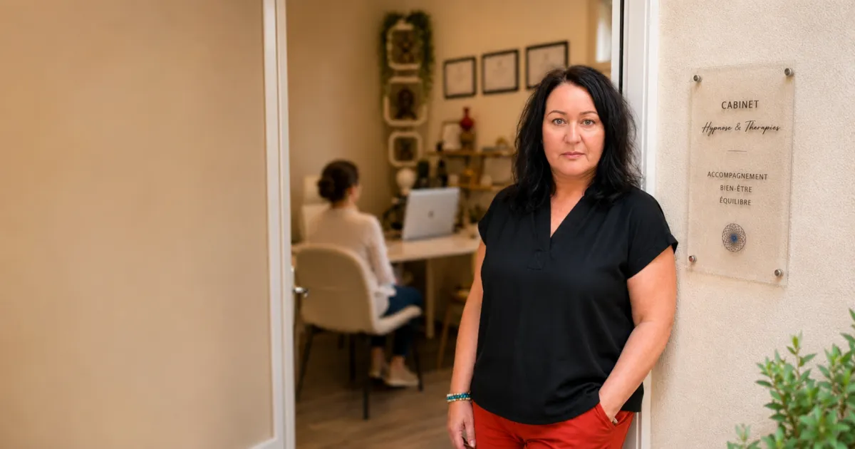 Nathalie Bouriaux, hypnothérapeute, devant son cabinet à Brignoles.