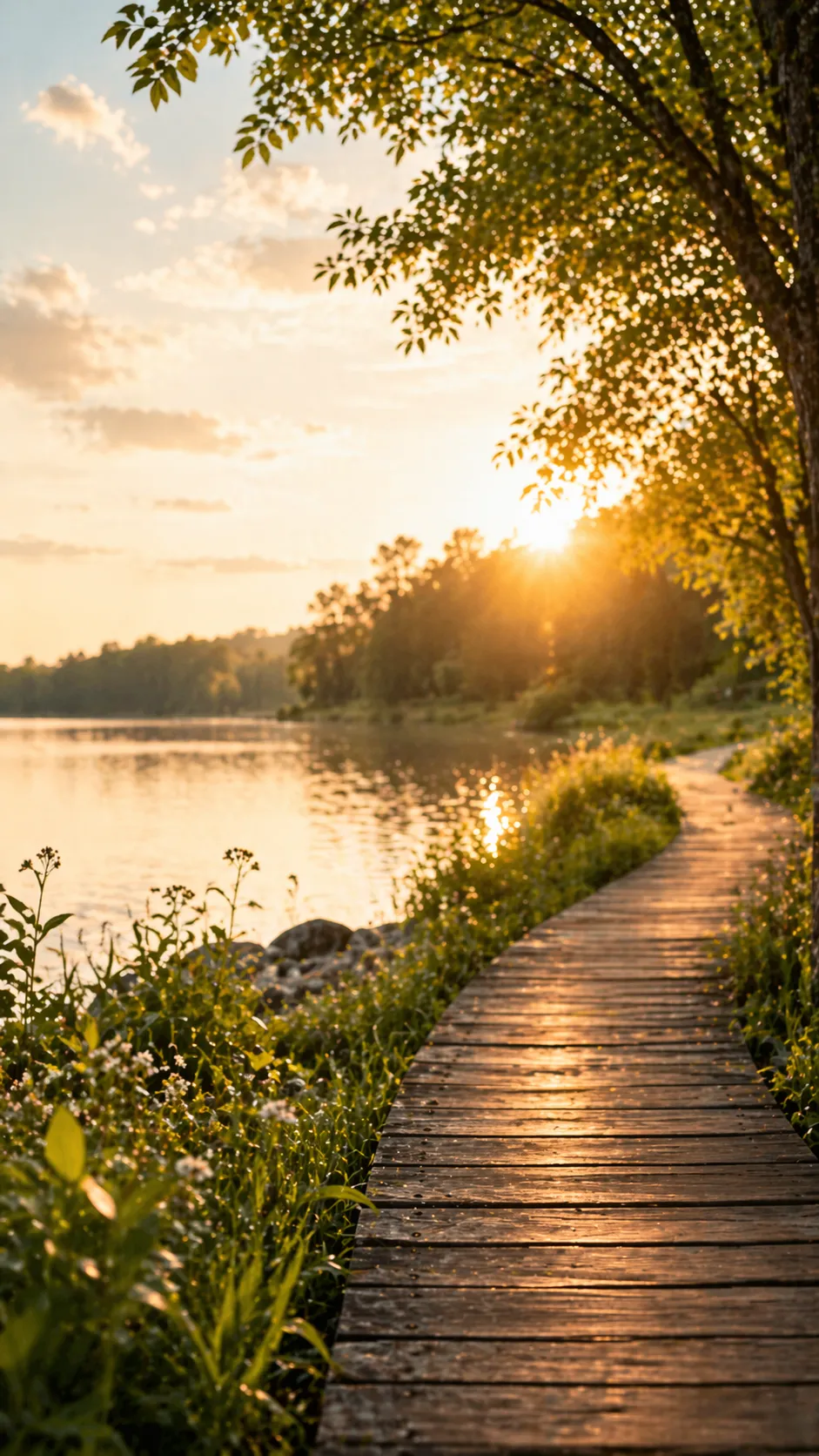 Hopeful sunrise over a calm walking path symbolizing a supportive next step