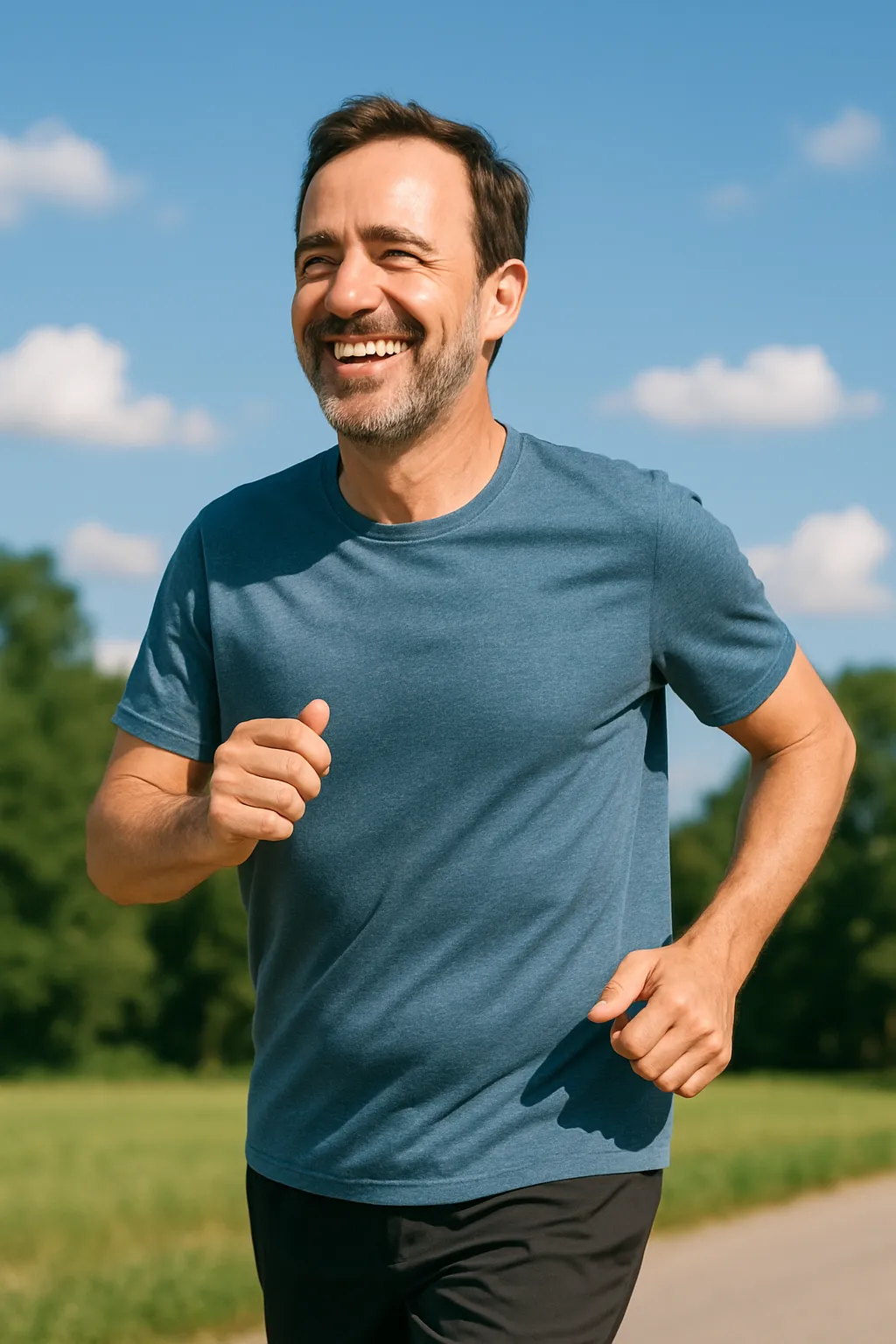 a running track with a fence in the background