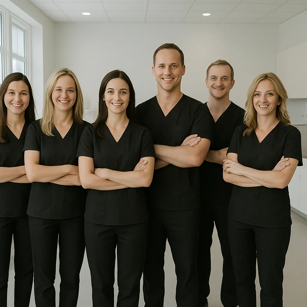 Athletes resting on a blue running track.