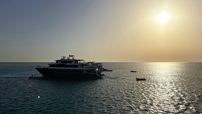 Yacht at sunset from the Red Sea 2027 programme