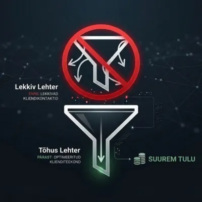 An image of a leaking funnel and then a not leaking funnel at the bottom