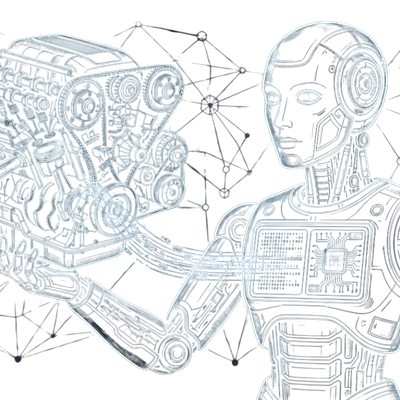 A robot with a motor coming out of it