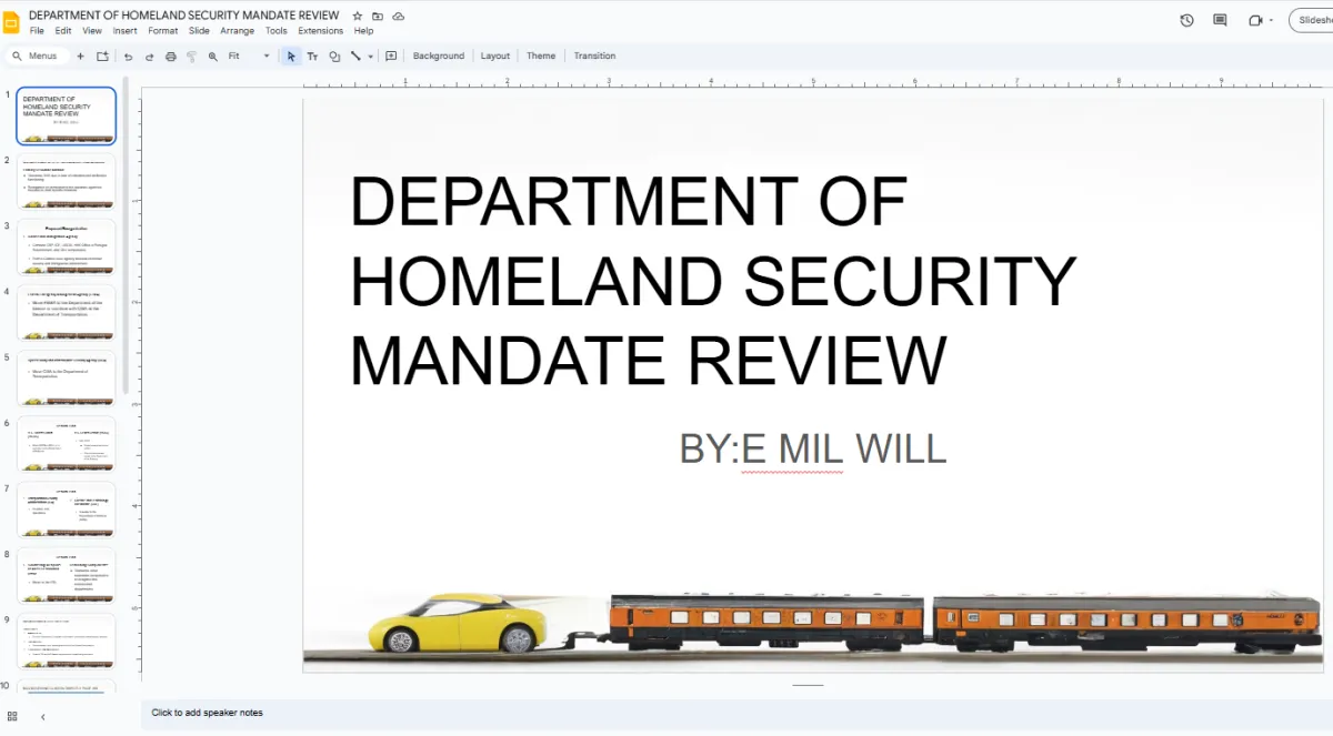 Dep of Homeland Security PPT